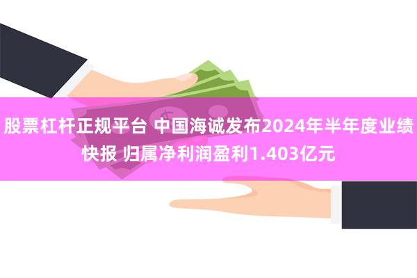 股票杠杆正规平台 中国海诚发布2024年半年度业绩快报 归属净利润盈利1.403亿元