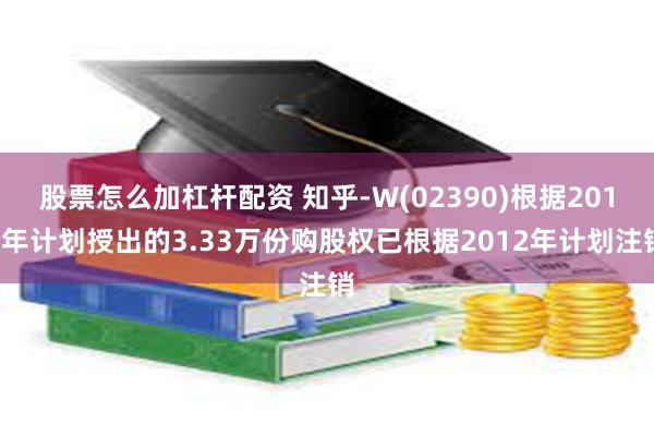 股票怎么加杠杆配资 知乎-W(02390)根据2012年计划授出的3.33万份购股权已根据2012年计划注销